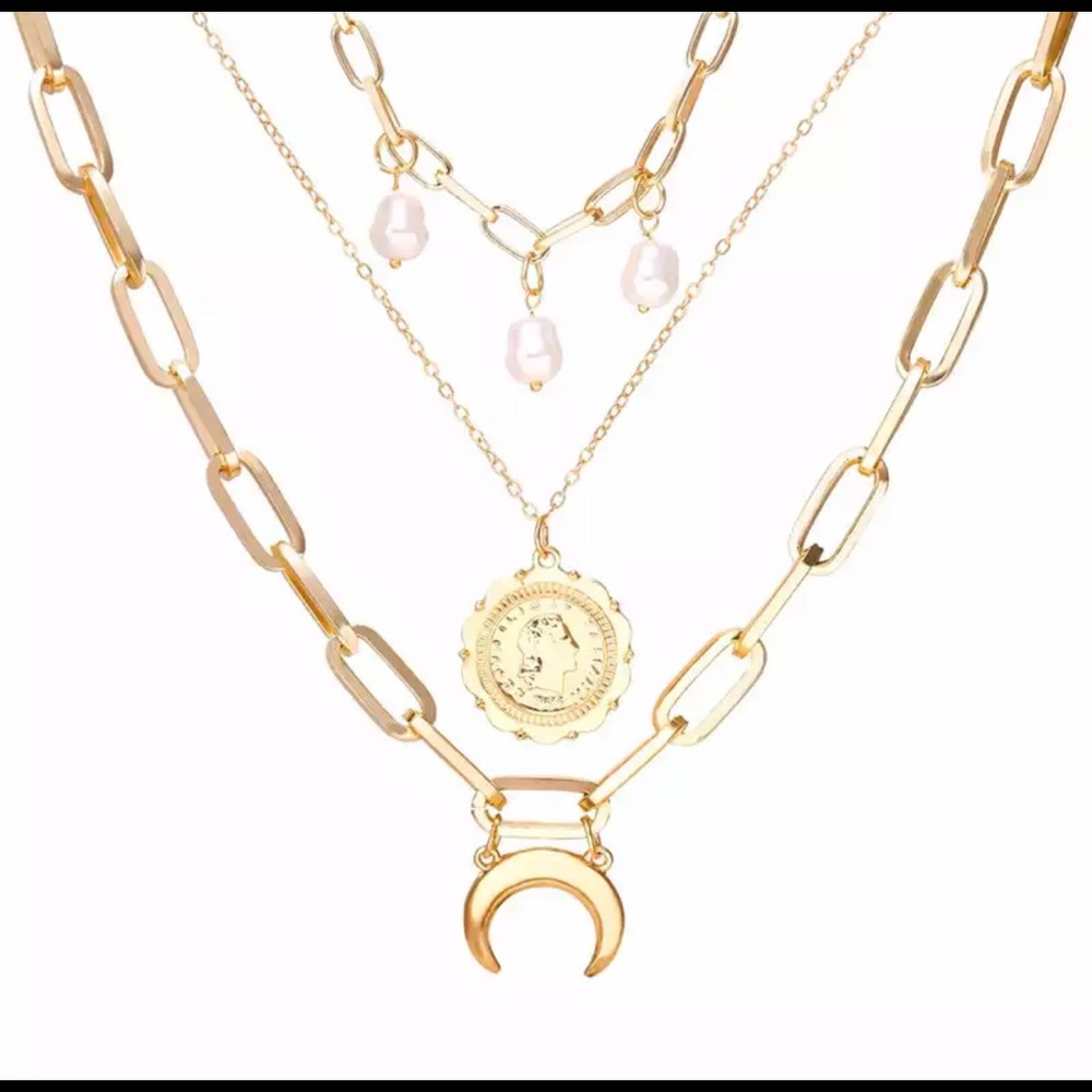 Gold Coin Multilayered Necklace